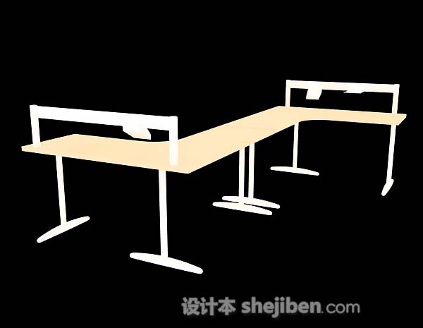 黄色办公桌3d模型下载