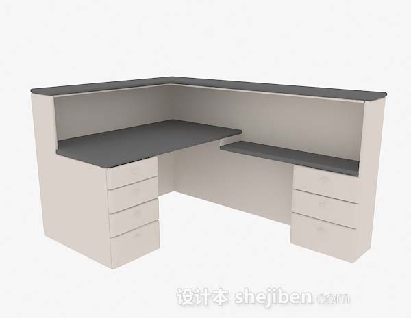 棕色办公桌3d模型下载