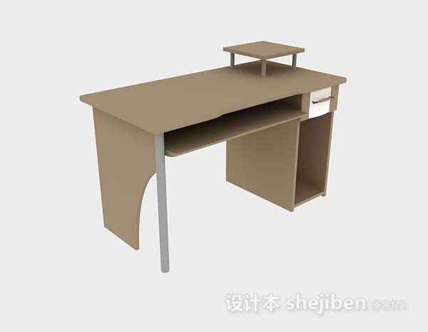 棕色木质办公桌3d模型下载