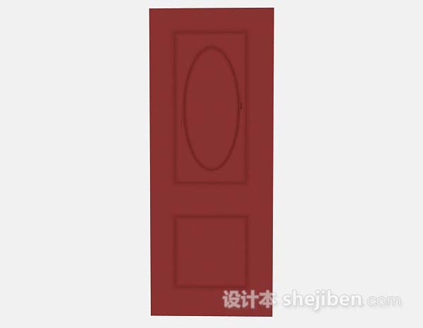 红色木质门3d模型下载