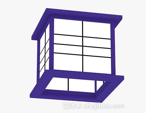 蓝色方形吸顶灯3d模型下载