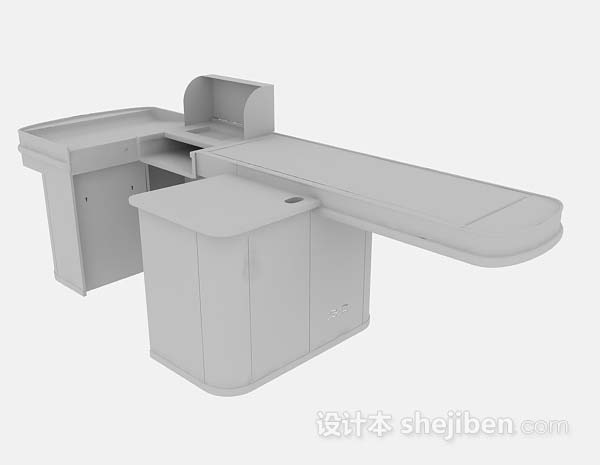 灰色办公桌3d模型下载