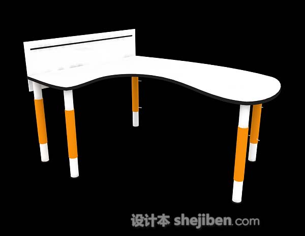 简约办公桌3d模型下载