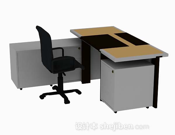 办公桌椅组合3d模型下载