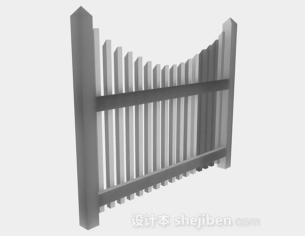 灰色木质栏杆3d模型下载