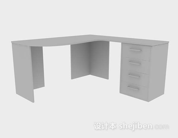 灰色办公桌3d模型下载