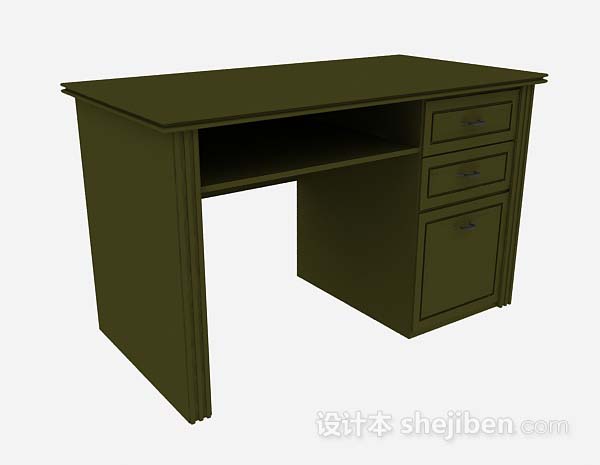 绿色书桌3d模型下载
