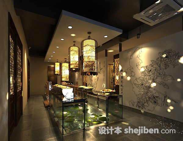 中式展厅3d模型下载