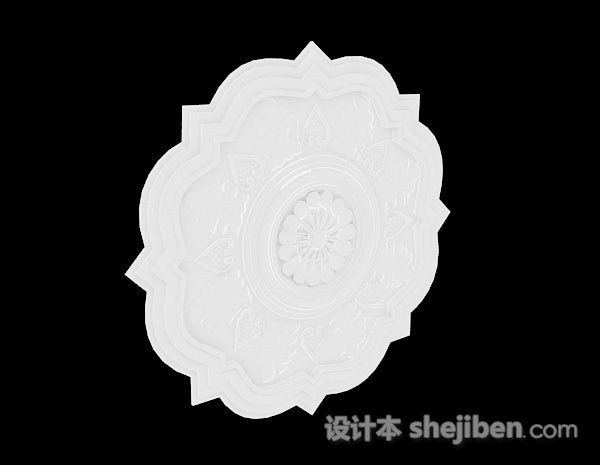 中式简约白色雕刻摆件3d模型下载