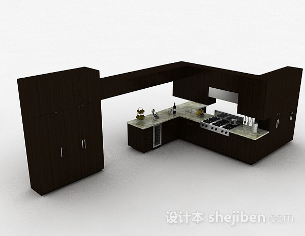 木质橱柜套装3d模型下载