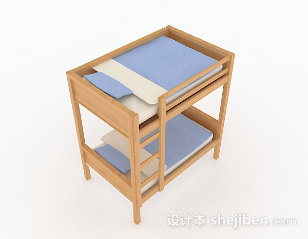 简约木质上下床3d模型下载