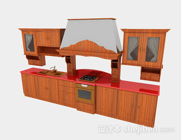美式风格橱柜3d模型下载