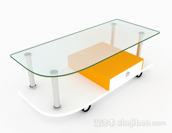 家居简约玻璃茶几3d模型下载