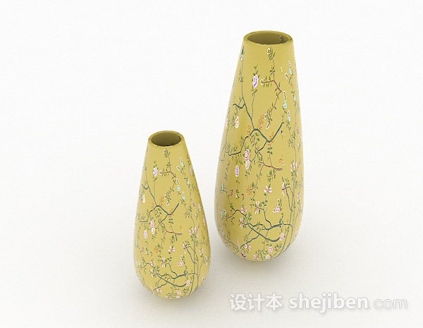 淡雅小清晰组合花瓶摆件3d模型下载