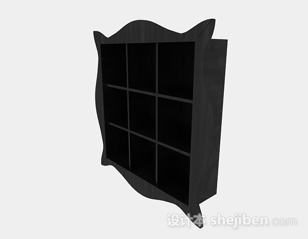 黑色木质家居展示柜3d模型下载