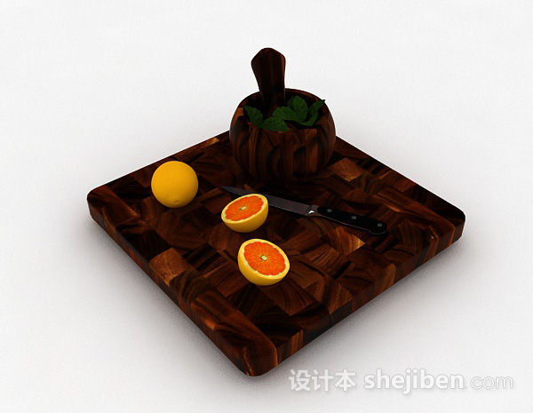 棕色实木拼接菜板3d模型下载