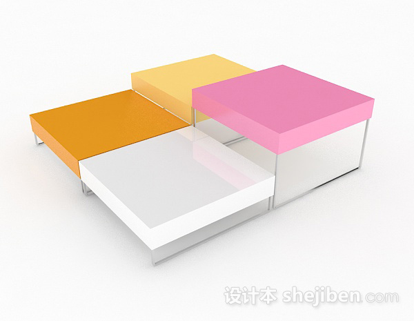 时尚家居彩色茶几3d模型下载