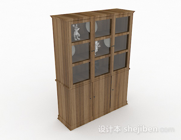 棕色木质展示柜3d模型下载