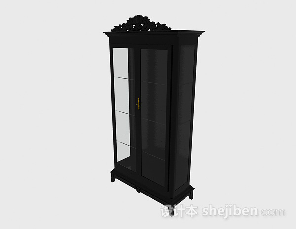 欧式黑色展示柜3d模型下载