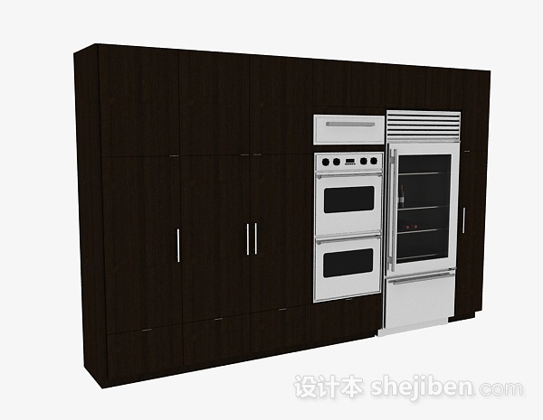 棕色木质橱柜3d模型下载