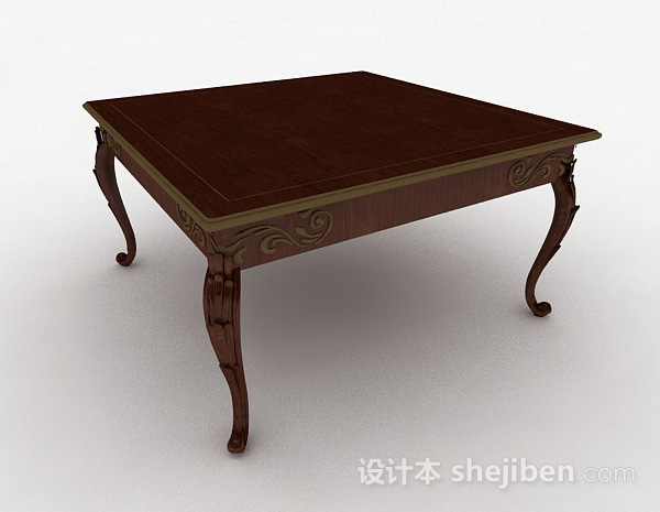棕色木质茶几3d模型下载
