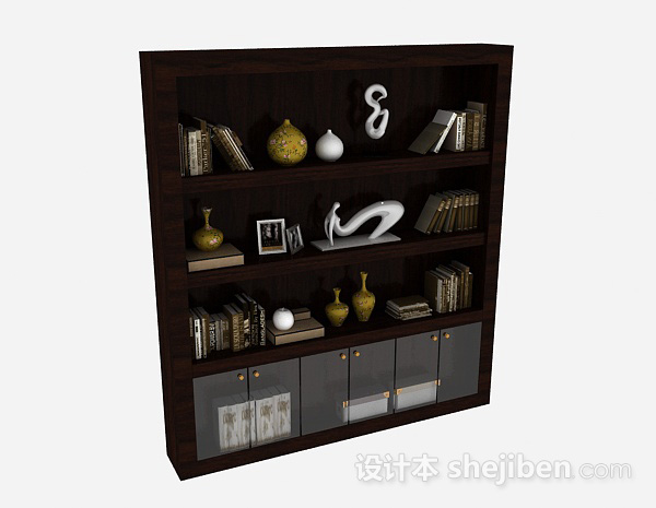 棕色木质家居展示柜3d模型下载