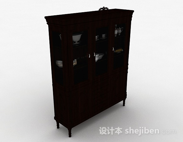 棕色木质橱柜3d模型下载