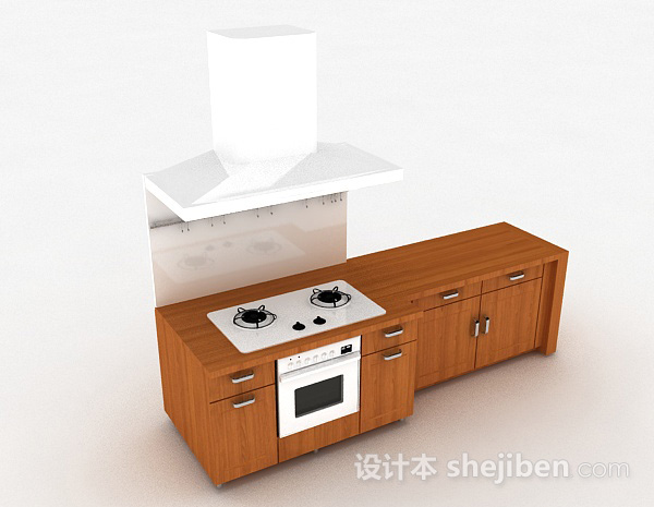 现代风格木质橱柜3d模型下载