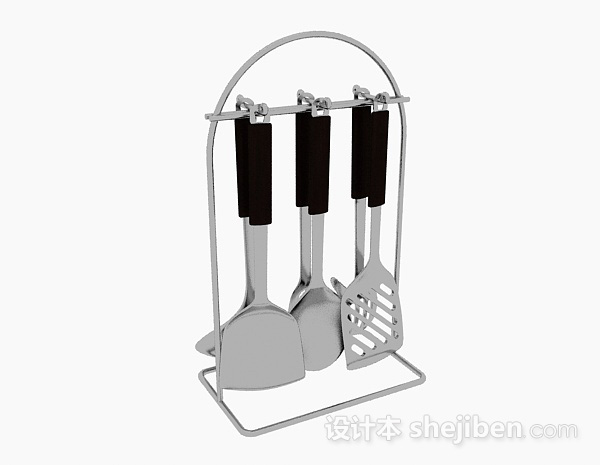 双面不锈钢厨具悬挂架3d模型下载