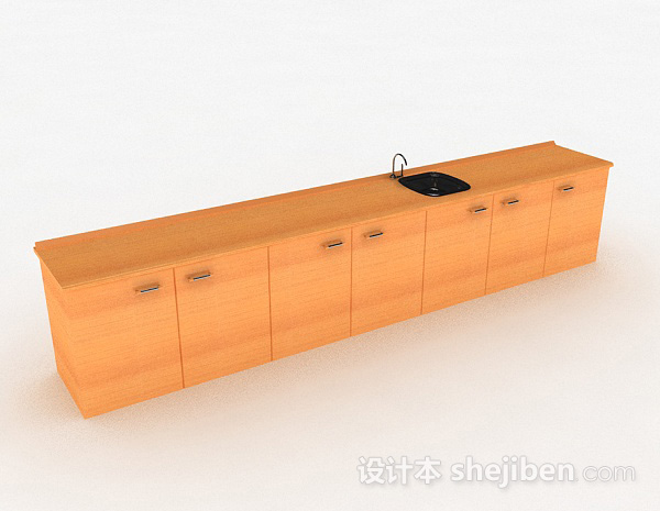 现代风格一字型整体橱柜3d模型下载