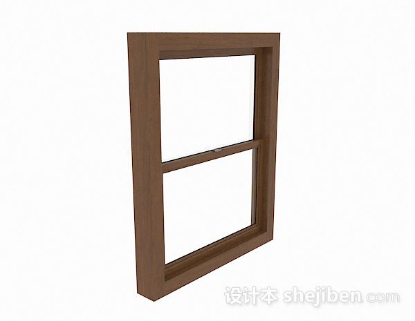 简约棕色格子窗3d模型下载