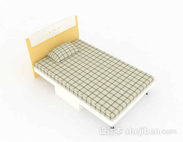 简约单人床3d模型下载