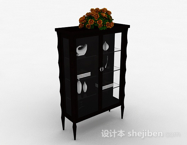 古典木质展示柜3d模型下载
