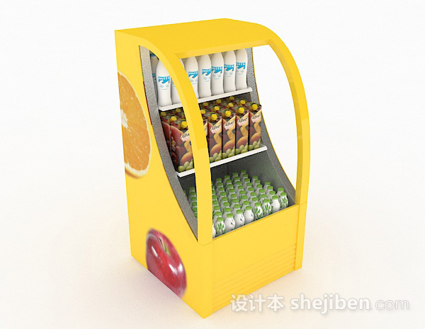 黄色饮料展台3d模型下载