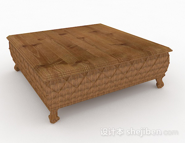 东南亚风格木质茶几3d模型下载