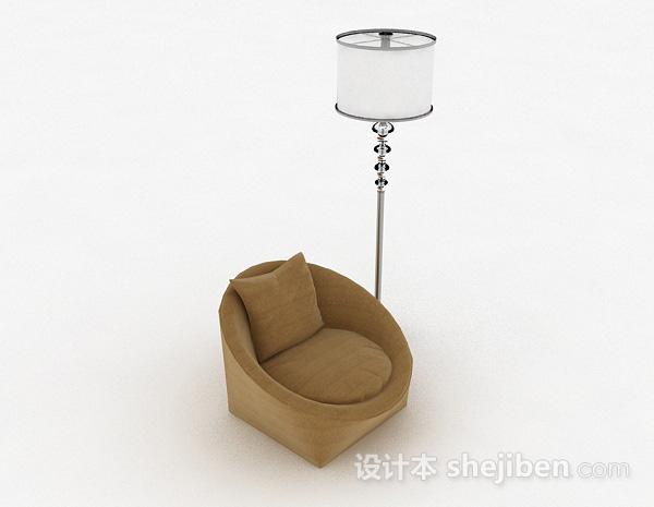 棕色休闲单人沙发3d模型下载
