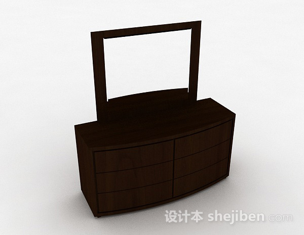棕色简约梳妆台3d模型下载