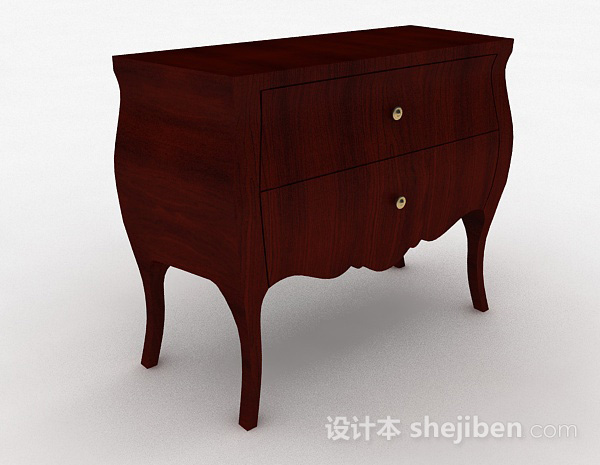 棕色木质床头柜3d模型下载