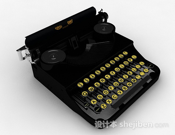 美式复古打字机3d模型下载