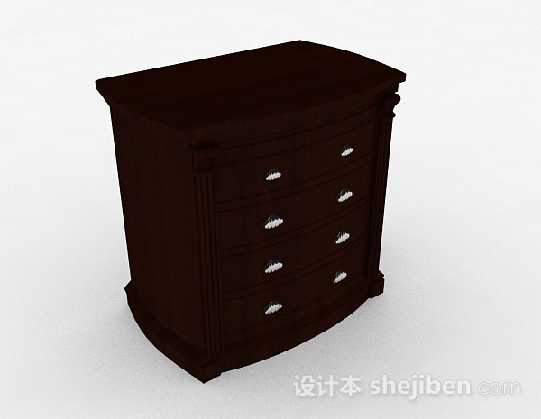 棕色木质床头柜3d模型下载