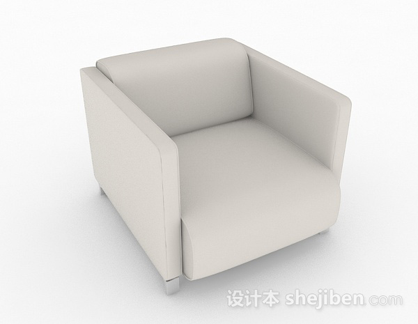 白色简约单人沙发3d模型下载
