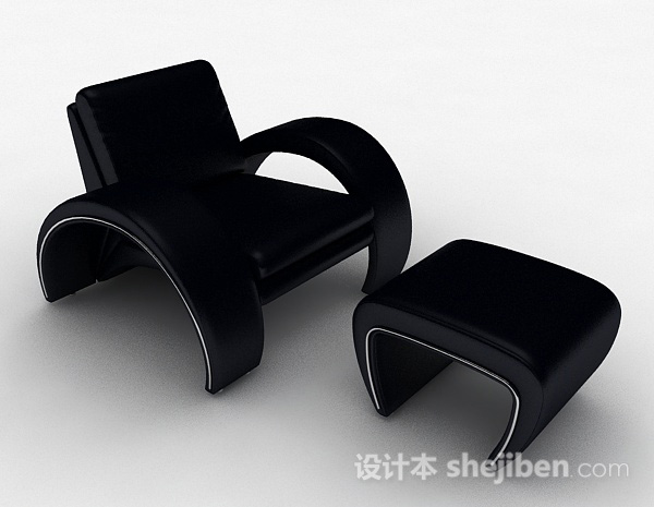 简约休闲黑色单人沙发3d模型下载