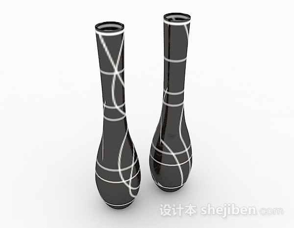 现代时尚黑色组合直口花瓶3d模型下载