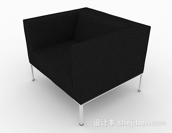 黑色简约单人沙发3d模型下载