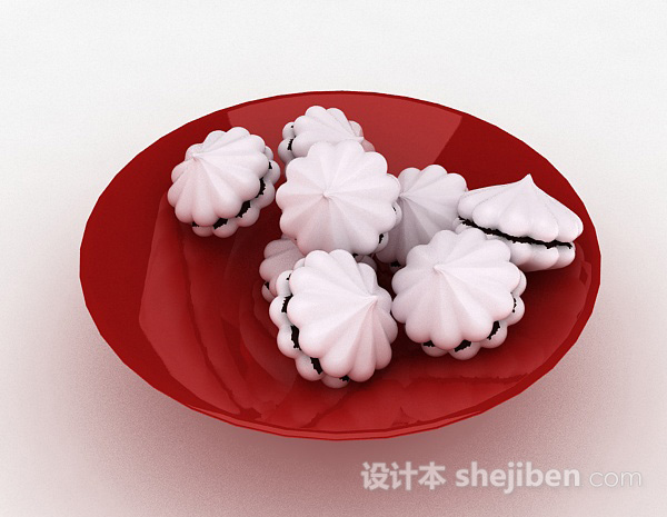 白色夹心饼干点心3d模型下载