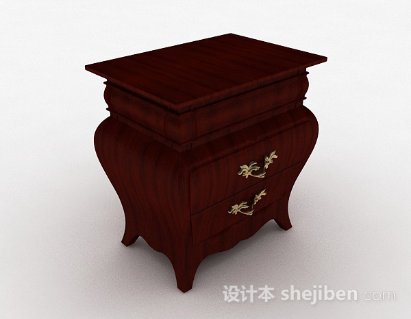 棕色木质床头柜3d模型下载
