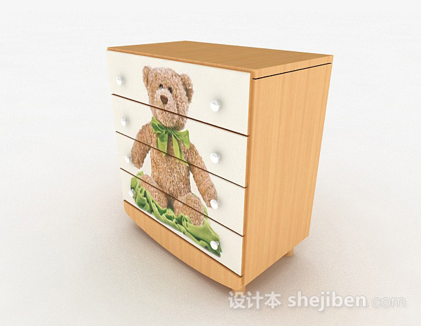 卡通玩具熊家居床头柜3d模型下载
