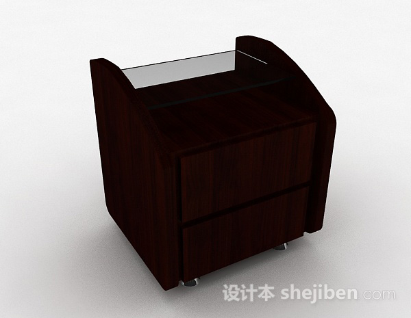 棕色木质床头柜3d模型下载