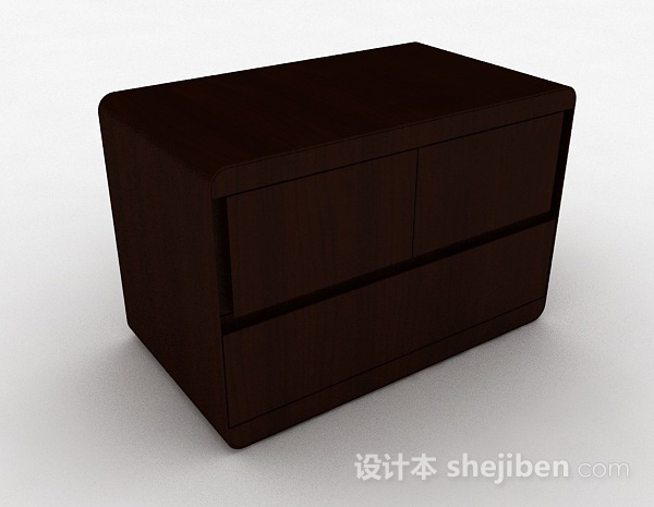棕色木质床头柜3d模型下载