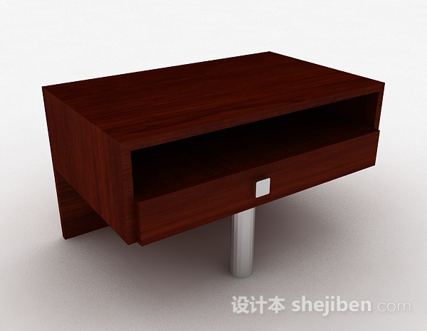 棕色木质床头柜3d模型下载